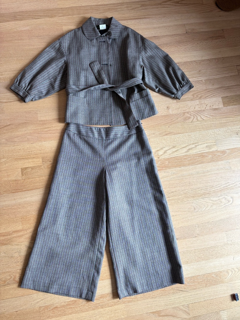 Wide-Leg Pinstripe Jorts and jacket Suit Set